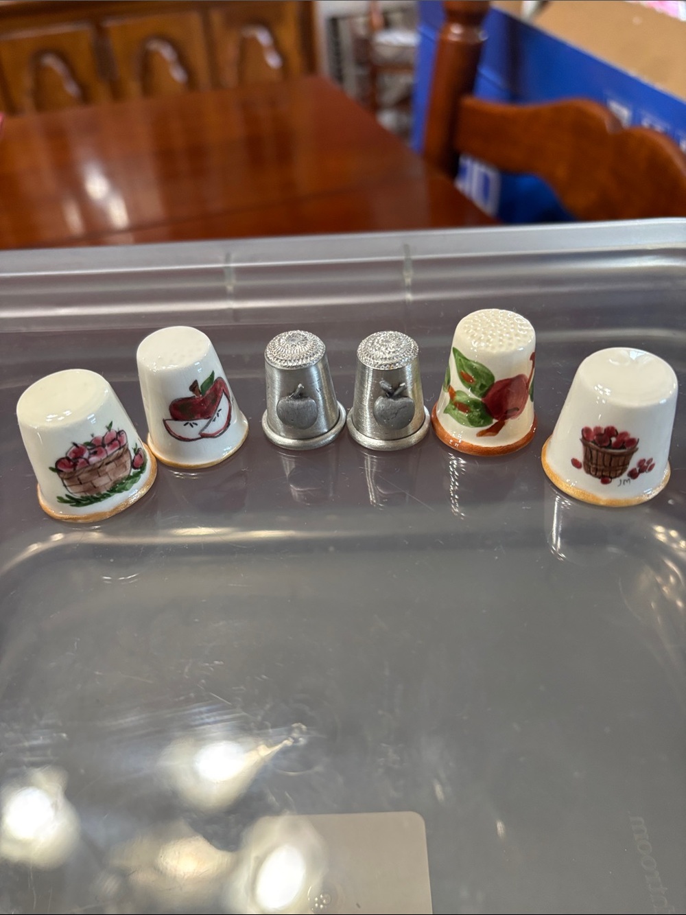 Set of Decorative Thimbles with Apple & Berry Motifs